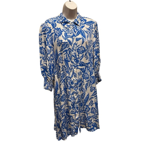 CAbi Athena Dress, Style 6149 women’s size large blue floral - Picture 3 of 12